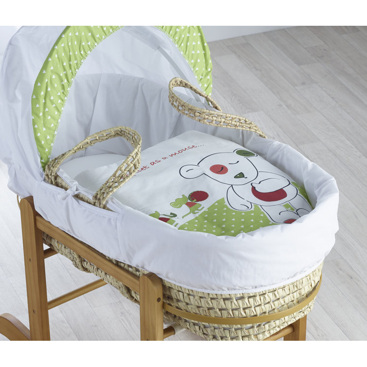 Kinder Valley Green/Red/White Print Cotton Blend Moses Basket Bedding ...